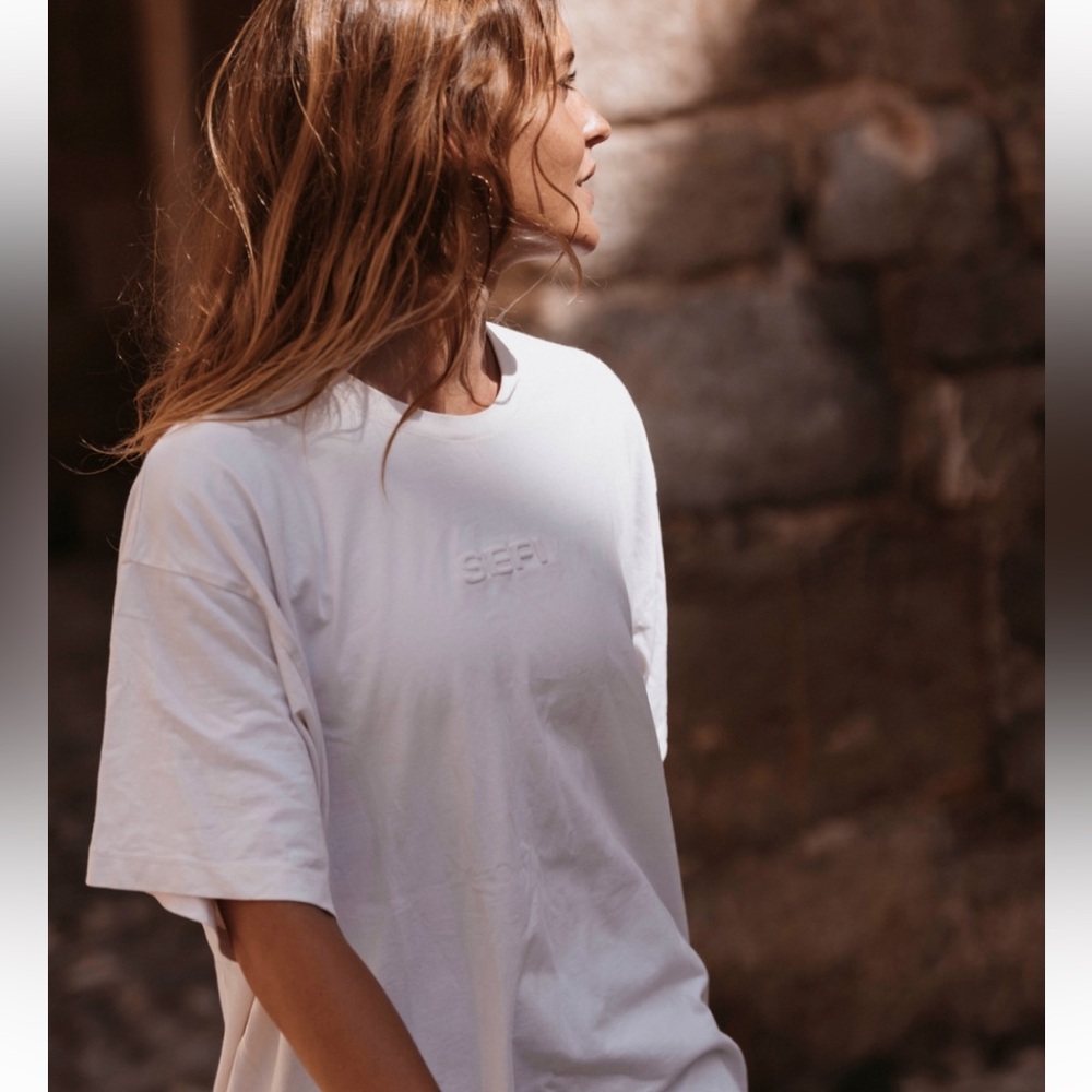 SEFI Timeless tee (cream white color ) size M . Oversized look